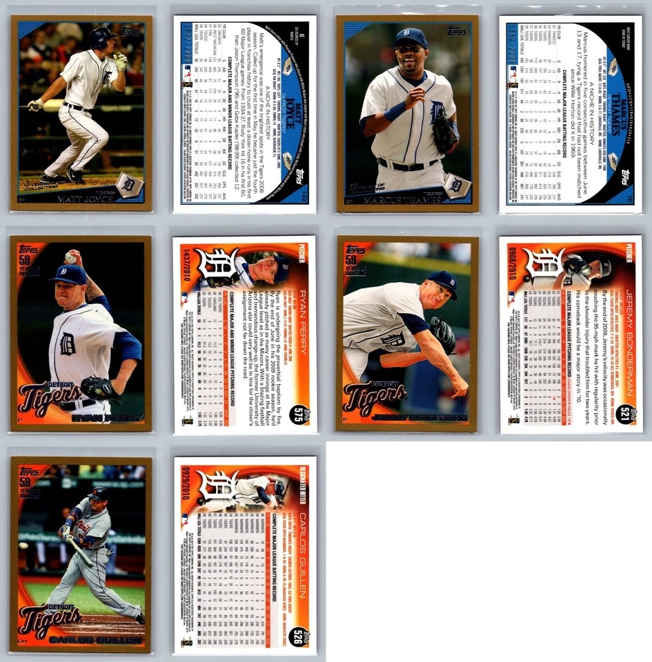 Detroit Tigers Topps Gold Serial Numbered #/2009 Baseball Card Lot (14) NM - Image 3 of 4