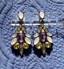 Statement Style Stud Dangle Drop Earrings 2.25” Purple Pink Yellow White — photo 2