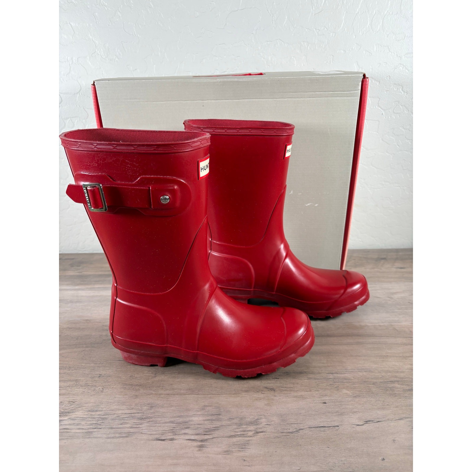 Hunter Military Red Gloss Rain Boots Women’s 5 Men’s 4 New-image