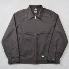 Dickies Mens Eisenhower Work Jacket Brown Full Zip Unlined Garage Coat M Medium