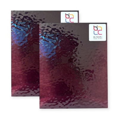2 Pack Pomegranate English Muffle Stained Glass  Vintage Ripple Texture | BiNARi