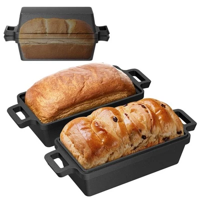 Heimekite 9×5 Zoll Gusseisen Kastenform mit Deckel, Brotformen zum Backen, 2 Stück... - Bild 1 von 4