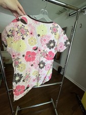 Womens Scrub Top Size M Multi-Colored Flower Pattern
