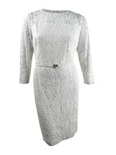 Lauren Ralph Lauren Women's Lace Floral Dress (18, Chic Cream)
