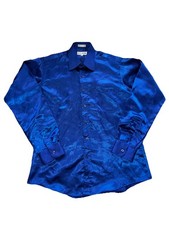 Vintage 90s Lucasini 100 Polyester Button Up Shirt Mens Size Medium 15 1/2