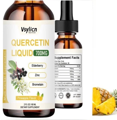 VSYLICN Liposomal Quercetin with Bromelain Liquid Drops 60ml Antioxidant &Immune Support