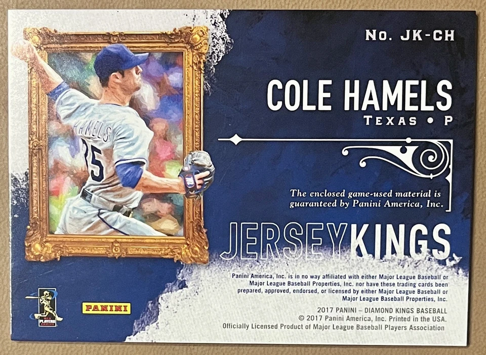 2017 Panini Cole Hamels 钻石国王队球衣纽扣 1/1 费城流浪者队罕见 🔥 — 第 2/2 张图片