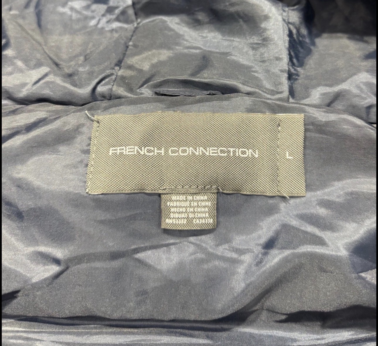 French Connection Hooded Puffer Vest Hoodie Men’s Large Navy Blue Sleeveless image 6