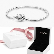 PANDORAMoments Heart Clasp Snake Chain Bracelet S925 Sterling Silver