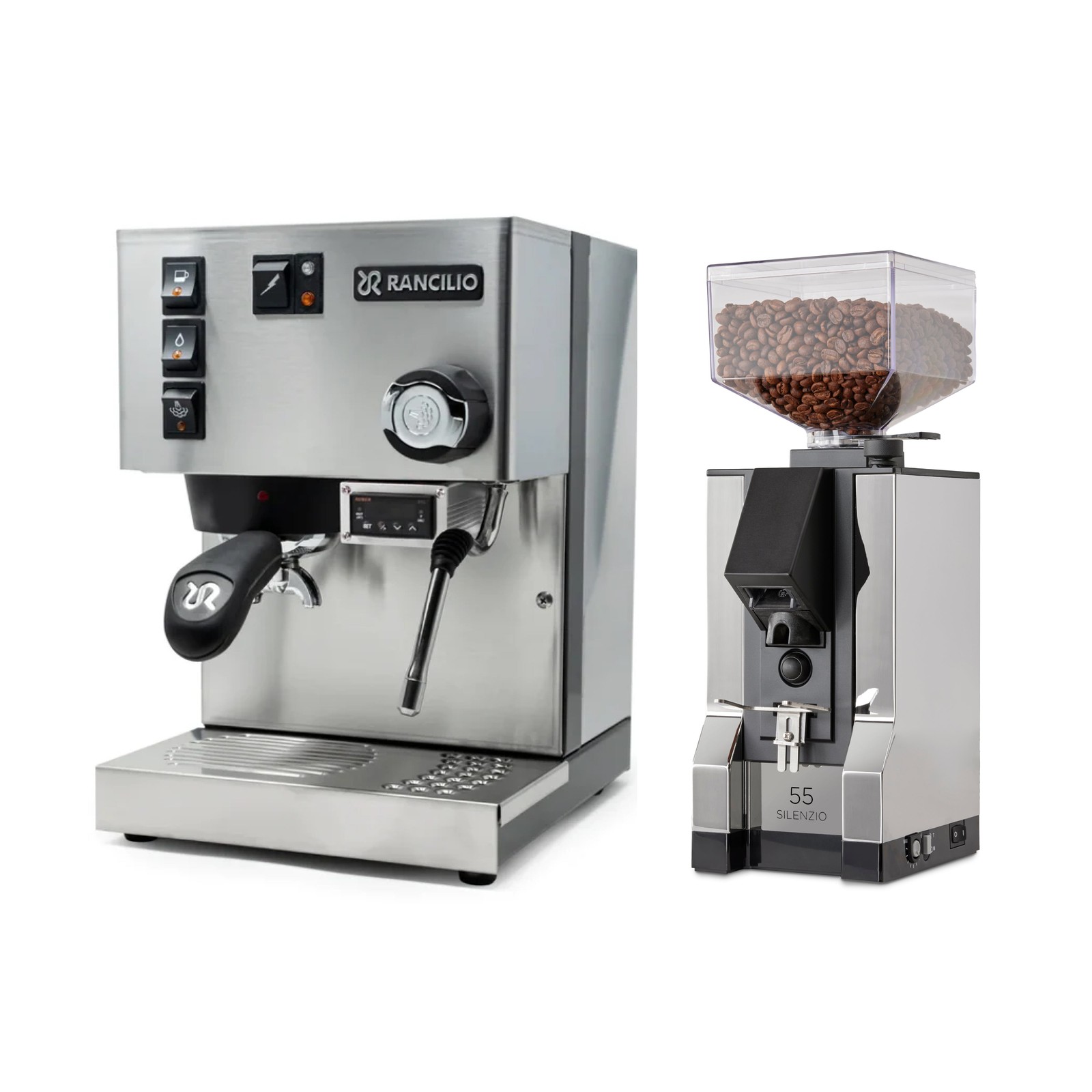 Rancilio Silvia PID and Mignon Silenzio 55 Bundle Color: Stainless