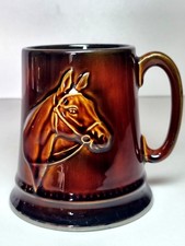 Vintage Sylvac Horse Tankard Hunting Mug Silver Gilt 2343 Larger SylvaC Tankards