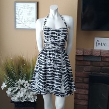 GUESS Black Animal Print Fit & Flare Halter Dress SIZE: 10