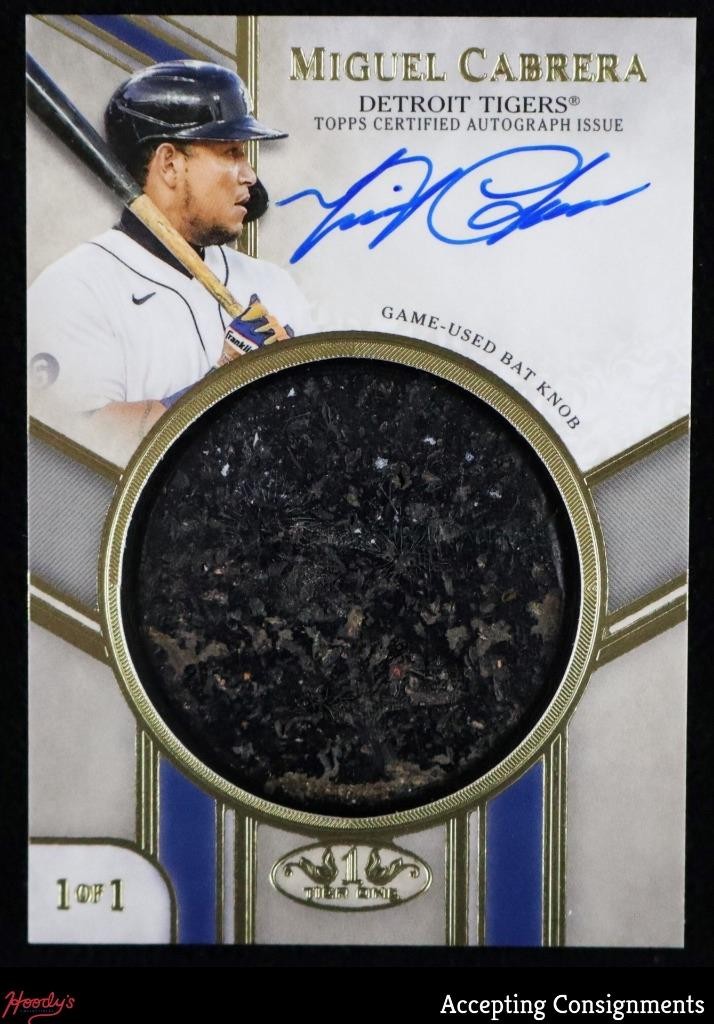 2019 Topps Tier One Miguel Cabrera GAME-USED BAT KNOB RELIC ON CARD AUTO 1/1 view 1