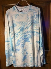Realtree L/S Performance Fishing T-shirt Crystal Blue Pattern Size L