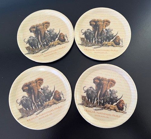 Vintage Kruger National Park South Africa Set of 4 mini plates coasters