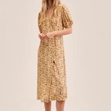 MANGO Printed dress with balloon sleeves, Size 2