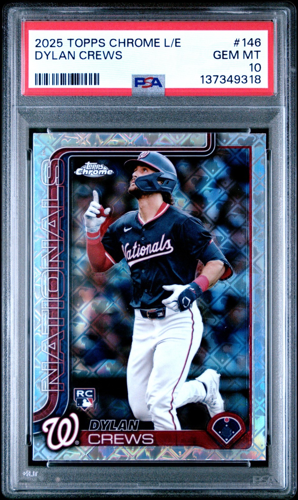 2025 TOPPS CHROME LOGOFRACTOR EDITION 146 DYLAN CREWS ROOKIE PSA 10 POP2
