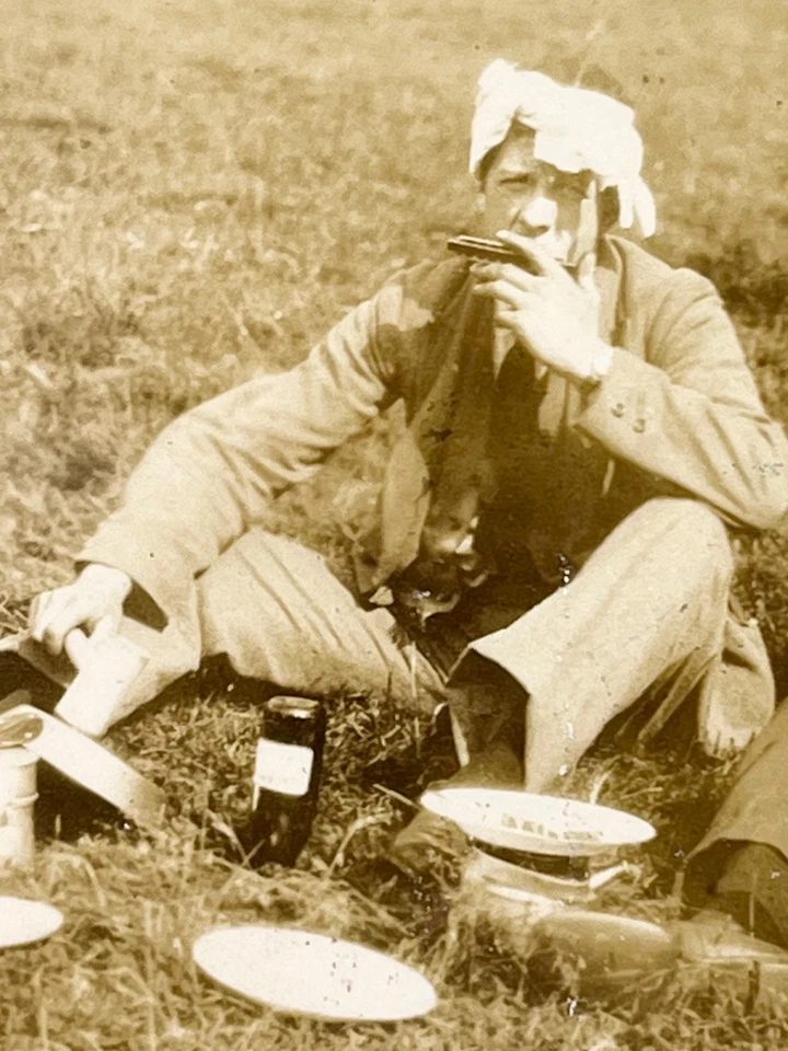 1930s Two Men at Loch Leven Scotland Playing Harmonica Vintage Snapshot Photo - Image 3 of 4