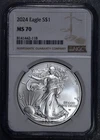 2024 $1 AMERICAN SILVER EAGLE UNCIRCULATED 1 oz .999 NGC MS 70 A6441