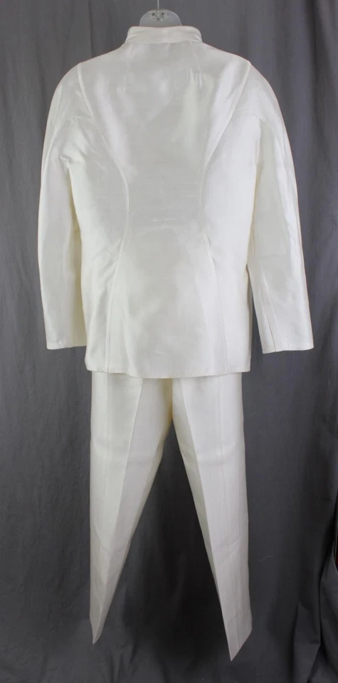 Traje pantalón traje para mujer Chado Ralph Rucci marfil 100 % seda talla 12 Foto 2 de 4