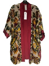 NWT Chico s Heritage Velvet Burnout Kimono Duster Floral Silk/Rayon S/M Rt 199