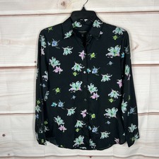 Banana Republic Top Womens PS Black Floral Dillon Shirt Button Up Lightweight