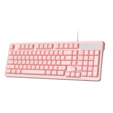 Pink Wired Gaming Keyboard 7 Colorful Rainbow Backlight Classic Computer Keys