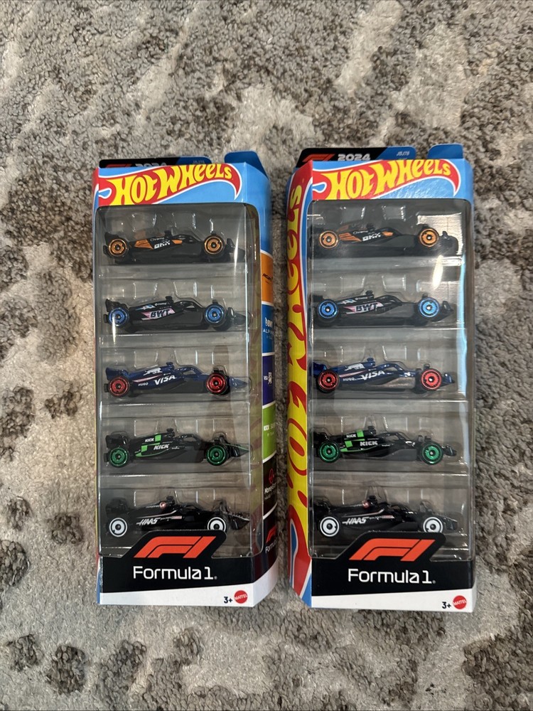 Hot Wheels 1:64 Scale F1 Racing 5-Pack Diecast Cars Set Lot of 2