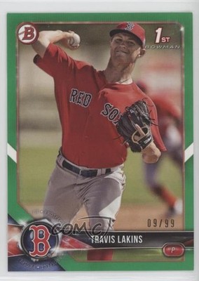 2018 Bowman Prospects Green 9/99 Travis Lakins #BP139 0q3