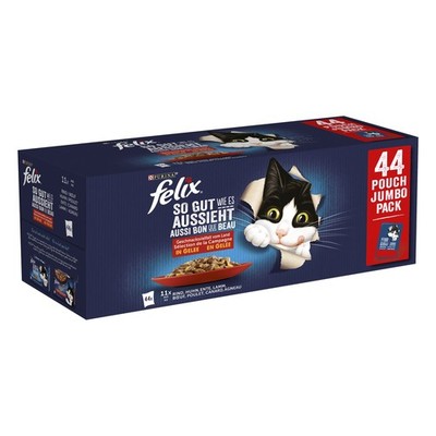 FELIX So gut wie es aussieht Katzenfutter nass in Gelee, Sorten-Mix (44 x 85g)