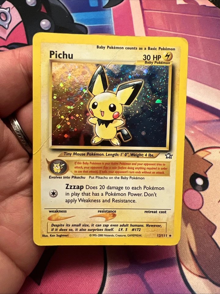 Carte Pokémon Wizards Neo Genesis Pichu Holo 12/111 Anglais Us - Photo 2/4