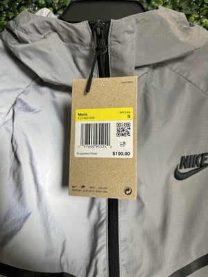 Mens Sz S - New Nike Tech Woven Flash Jacket Reflective Silver