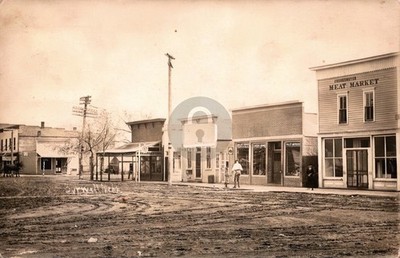 Burwell NE Nebraska Main Street View Butcher Shop Drug RPPC Postcard COPY
