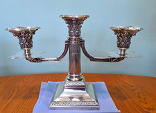 Antique Solid Silver 3-Light Candelabra. Hallmarked London 1900.