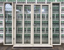 FRENCH DOORS WITH SIDELIGHTS WOODEN CREAM WOOD FULL GLASS TRIPLE GLAZED EXTERNAL