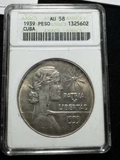 ** ABC 1939 , PESO SILVER  - BEAUTIFUL AMERICAN DESIGN **