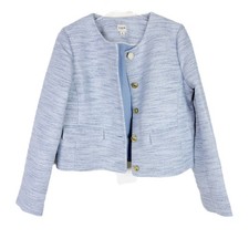 NWOT J. Crew Factory Tweed Lady Jacket Blazer Fresh Air Linear Tweed Blue Size 8