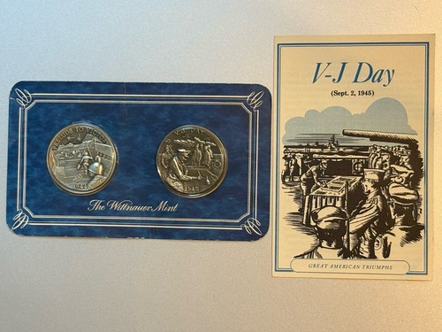 Juego de monedas de la Casa de la Moneda Wittnauer Grandes Triunfos Americanos Preludio a la Victoria/V. J. Día