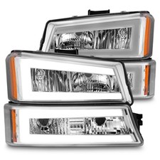 Halogen Plank 4-piece Headlight Set Chrome For 03-07 Chevy Silverado Avalanche Halogen Plank 4-piece Headlight Set Chrome For 03-07 Chevy Silverado Avalanche