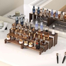 Wooden Display Riser Stand Perfume Organizer Kitchen Counter Shelf Rustic