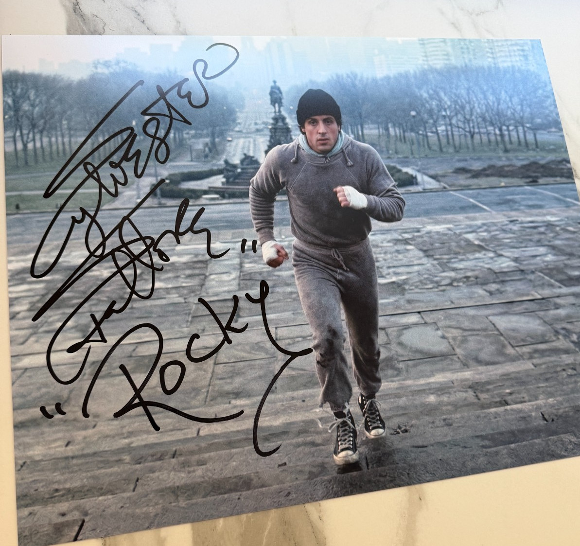 Sylvester Stallone "Rocky" Autographed 16x20 Museum Steps Photo ASI Proof