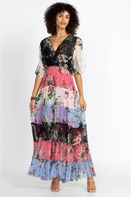 Gorgeous, Romantic Johnny Was Crinkle Silk Chiffon Juliet Maxi, XL