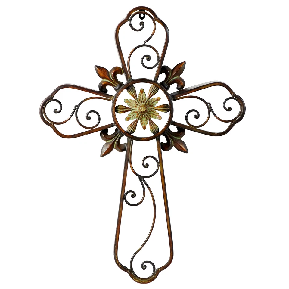 Cruz de metal marrón para decoración de pared para el hogar marrón 23 x 3 x 31 Foto 4 de 4