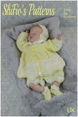 Häkelanleitung für Babys Jacke, kurz, Mütze und Booties, UK-Bedingungen, CP93