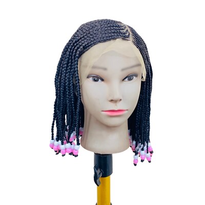 Kinder Lace Front Cornrow Braid Perücke Kinder Perlen Boxbraid Perücke Small Cap Perücken Mädchen
