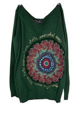 Desigual Off The Shoulder Green Long Top Swea...