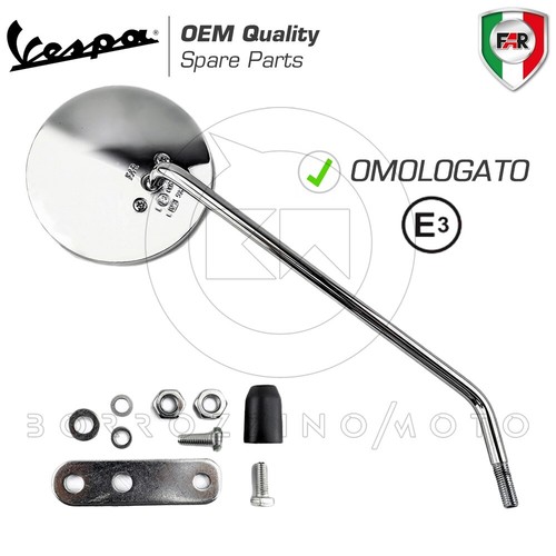 Specchietto Retrovisore Sinistro Cromato Rotondo Calotta 115 Universale Piaggio Vespa - Foto 5