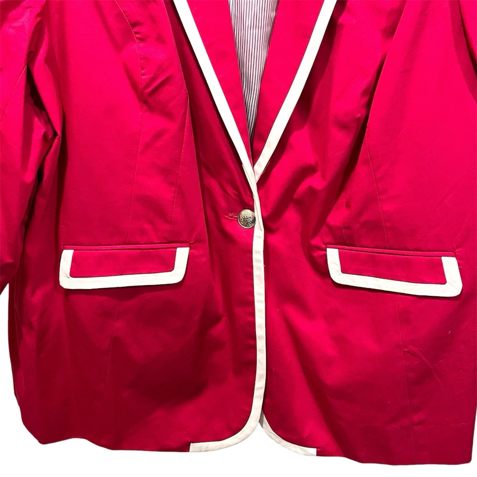 Blazer Jessica London ROSA con Borde Blanco Talla Grande 24 Barbiecore Vintage Foto 3 de 4