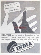 'INDIA' Motor Vehicle Tyre Tire Original ADVERT Small 1951 Vintage Print 670/202