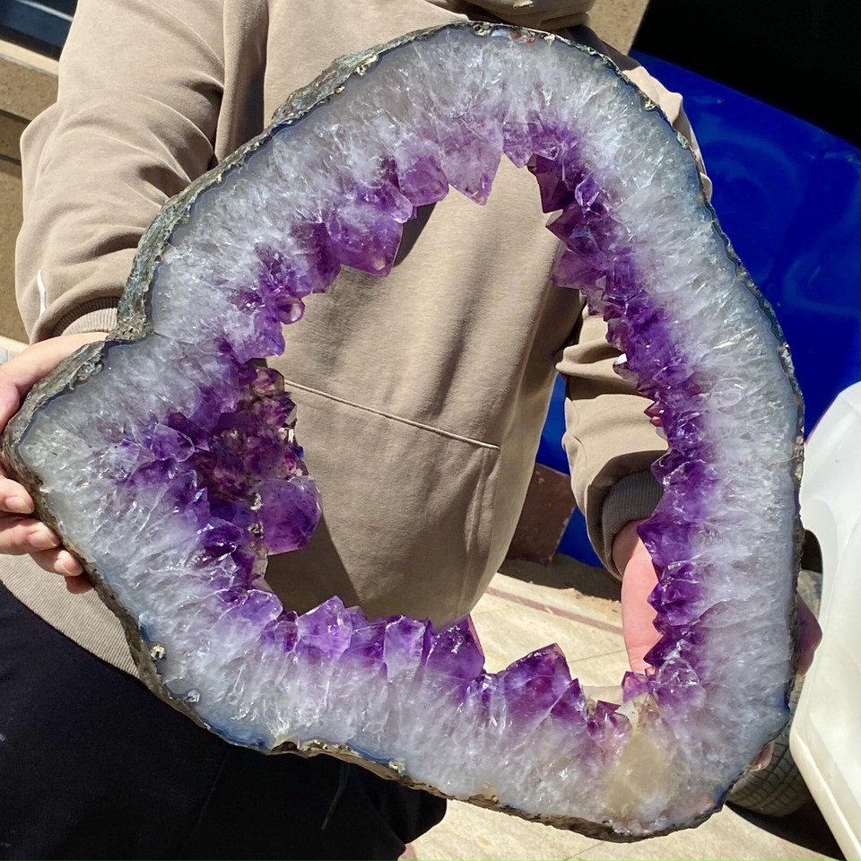 23 56lb natural beautiful agate geode crystal druzy slice extra large